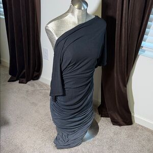 Fashion Nova Charcoal Off-Shoulder Maxi Dress